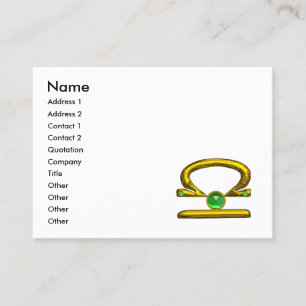 LIBRA GOLD ZODIAC JEWEL Green Emerald Visitekaartje