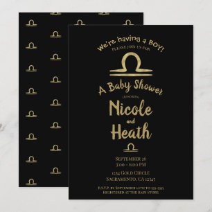 LIBRA Goud September Oktober Herfst Baby Shower Kaart
