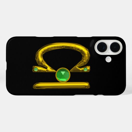 LIBRA, Green Emerald en Gold, Black Case-Mate iPhone Case (Achterkant (horizontaal))
