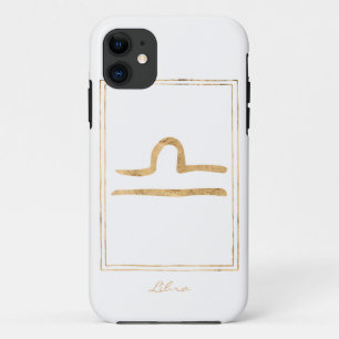 Libra hammered gold stylized astrology zodiaster iPhone 11 hoesje