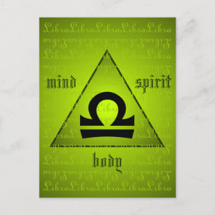 Libra Holistic Triangle Mind Body Spirit Green Briefkaart