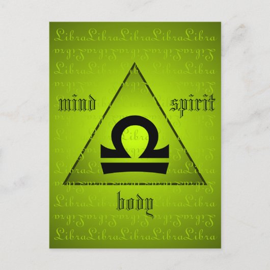 Libra Holistic Triangle Mind Body Spirit Green Briefkaart (Voorkant)
