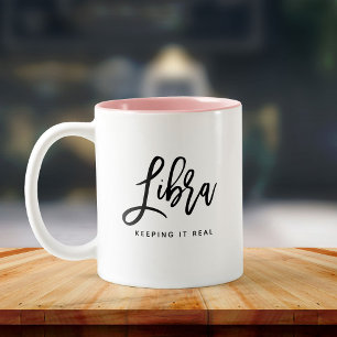 Libra Horoscope Modern Script Chic Zodiac Sign Tweekleurige Koffiemok