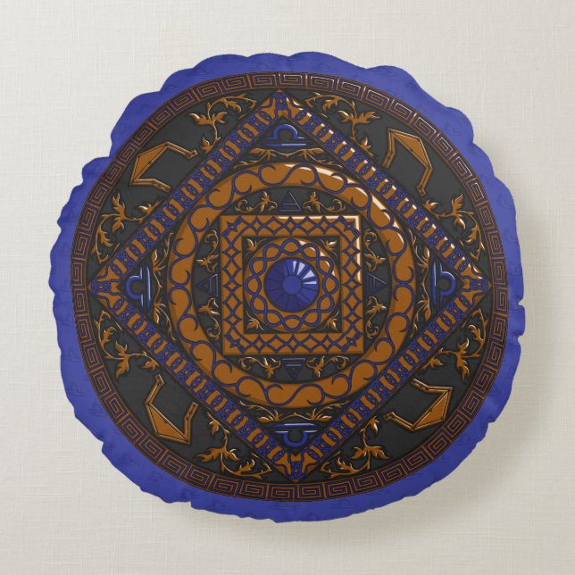 Libra Mandala Coussin ronde (Devant)