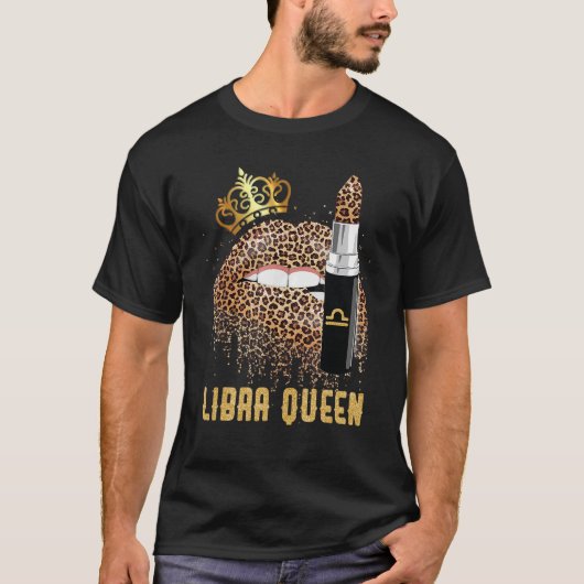 Libra Queen Leopard Lips Libra T-shirt (Voorkant)