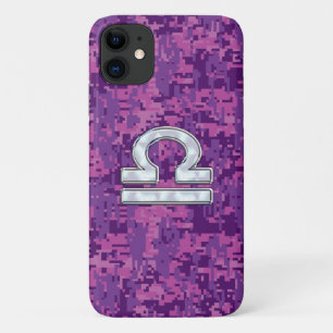 Libra Sign on Fuchsia Digital Camo iPhone 11 Hoesje