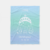 Libra Sterrenbeeld Naam Geboortedatum Blauwe Baby Fleece Deken (Voorkant)