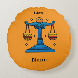 Libra Sterrenbeeld Retro Pop Art - Gepersonaliseer Rond Kussen