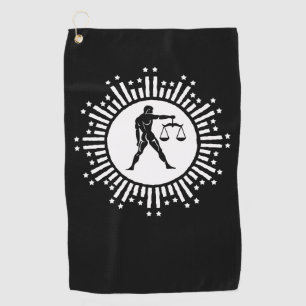 Libra sterrenbeeld symbool met sterren Zwart en Wi Golfhanddoek