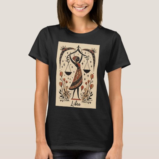 Libra - T-shirt Céleste Zodiaque Art (Devant)