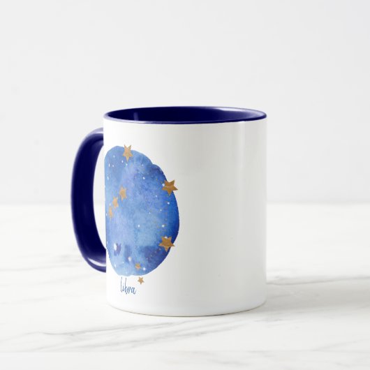 Libra Waterverf Night Sky Constellation Zodiac Mok (Voorkant links)