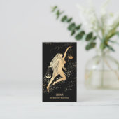 *~* LIBRA Zodiac Astrology Reading Gold Black Visitekaartje (Staand voorkant)
