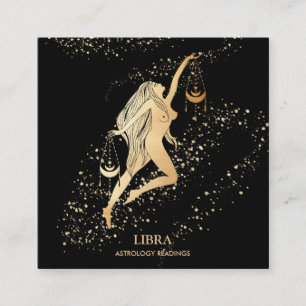 *~* LIBRA Zodiac Astrology Readings Gold & Black Vierkante Visitekaartje