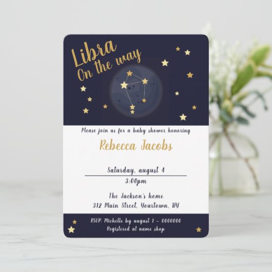Libra zodiac Baby shower Invitation (Debout devant)