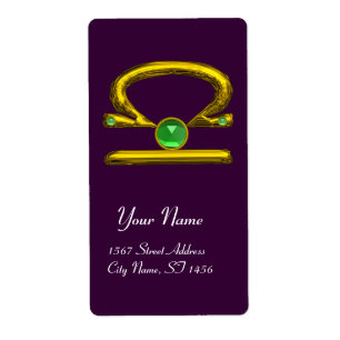 LIBRA ZODIAC BIRTHDAY Green Emerald Gold Etiket