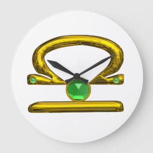 LIBRA ZODIAC BIRTHDAY JEWEL Emerald, Gold ,white Grote Klok