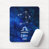 Libra Zodiac Constellation Blue Galaxy Monogram Muismat (Met muis)