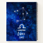 Libra Zodiac Constellation Blue Galaxy Monogram Notitieboek (Achterkant)