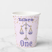 Libra Zodiac eerste verjaardag en gouden Confetti Papieren Bekers (Achterkant)