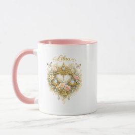 Libra Zodiac Floral Heart Mug – Elegant Astrology Mok
