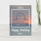 Libra Zodiac Fun Quote in Blue and White Birthday Kaart (Voorkant)