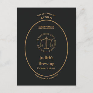 Libra Zodiac Goud Apotheek Etiket Persoonlijk Briefkaart