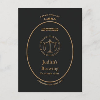 Libra Zodiac Goud Apotheek Etiket Persoonlijk Briefkaart