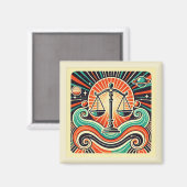 Libra Zodiac Magnet Retro Design (Recto/Verso)