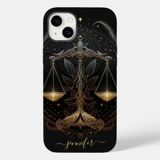 Libra zodiac noir et or Coque-Mate coque iphone (Verso)