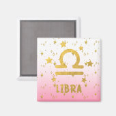Libra Zodiac rose et or aimant (Recto/Verso)