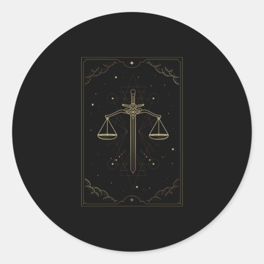 LIBRA ZODIAC SACRED GEOMETRY RONDE STICKER (Voorkant)