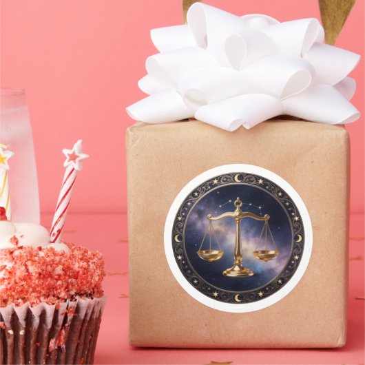 Libra Zodiac Scales Ronde Sticker (Feest)