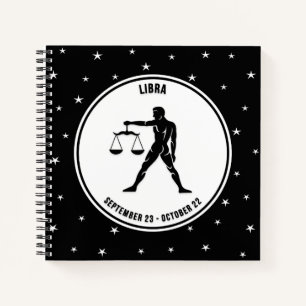 Libra Zodiac Sign, Black & White notebook Notitieboek