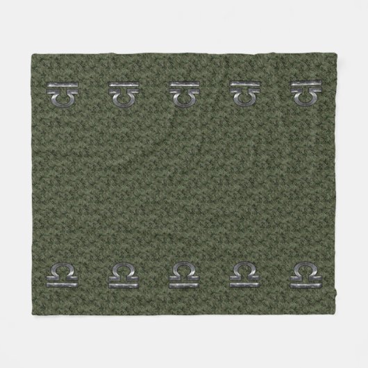 Libra Zodiac Sign on olijfgroene digitale camo Fleece Deken (Voorkant (Horizontaal))