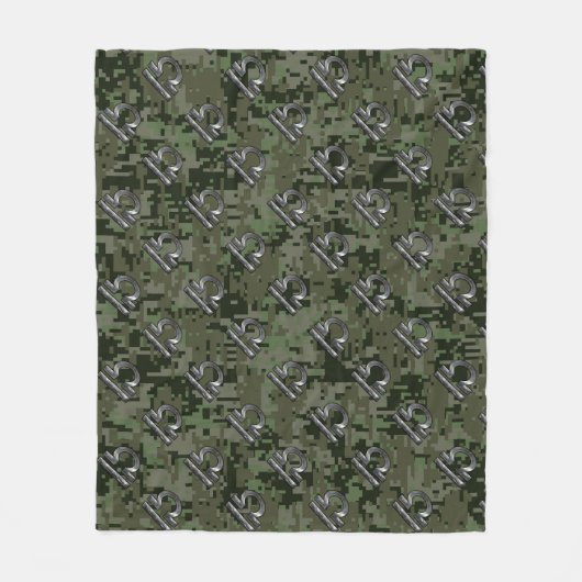 Libra Zodiac Sign on olijfgroene digitale camo Fleece Deken (Voorkant)