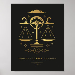 Libra Zodiac Sign - Vintage Cute Birthday Gift Poster