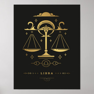 Libra Zodiac Sign - Vintage Cute Birthday Gift Poster