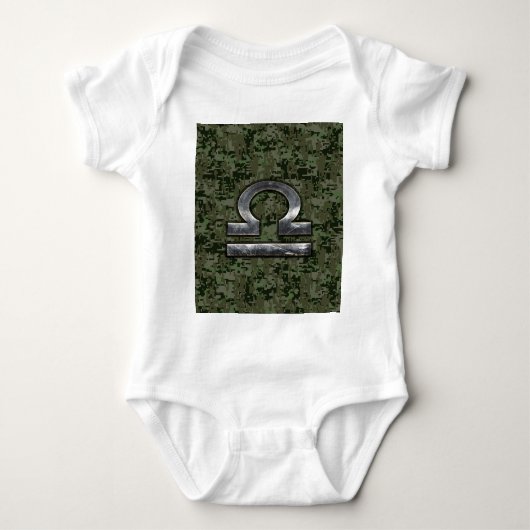 Libra Zodiac Sign Woodland Digital Camouflage Romper (Voorkant)