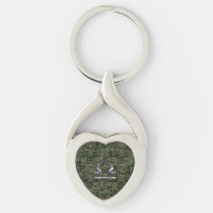 Libra Zodiac Sign Woodland Digital Camouflage Sleutelhanger