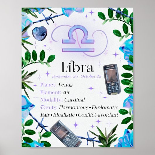 Libra Zodiac Star Sign Y2K Blanc 4:5 Poster (Devant)