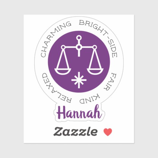 Libra Zodiac Star Sticker en pourpre (Feuille)