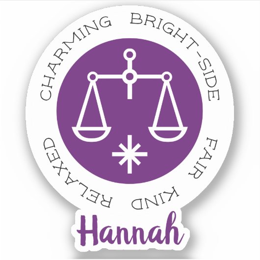 Libra Zodiac Star Sticker en pourpre (Devant)