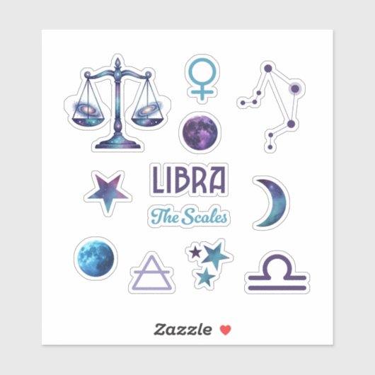 Libra Zodiac Sticker Collection (Feuille)