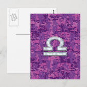 Libra Zodiac Symbol Fuchsia Pink Digital Camo Briefkaart (Voorkant / Achterkant)
