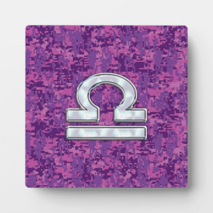Libra Zodiac Symbol Fuchsia Pink Digital Camo Fotoplaat