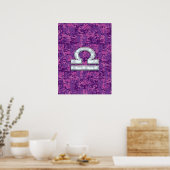 Libra Zodiac Symbol Fuchsia Pink Digital Camo Poster (Keuken)