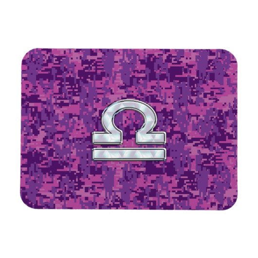 Libra Zodiac Symbol on Fuchsia Digital Camo Magneet (Horizontaal)