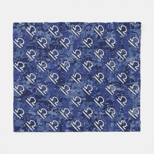 Libra Zodiac Symbol op Blue Digital Camo Fleece Deken (Voorkant (Horizontaal))
