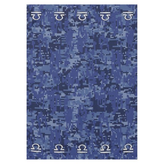 Libra Zodiac Symbol op Blue Digital Camo Tafelkleed (Voorkant)