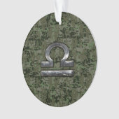 Libra Zodiac Symbol op Green Digital Camouflage Ornament (voorkant)